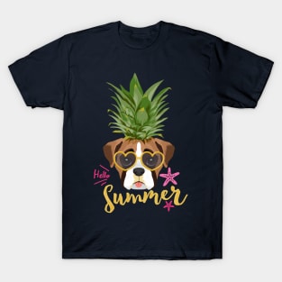 Boxer Dog Pineapple Shirt for Women, Kids, Boys, Teen Girls, Toddler, Funny Boxer Dog T-Shirt